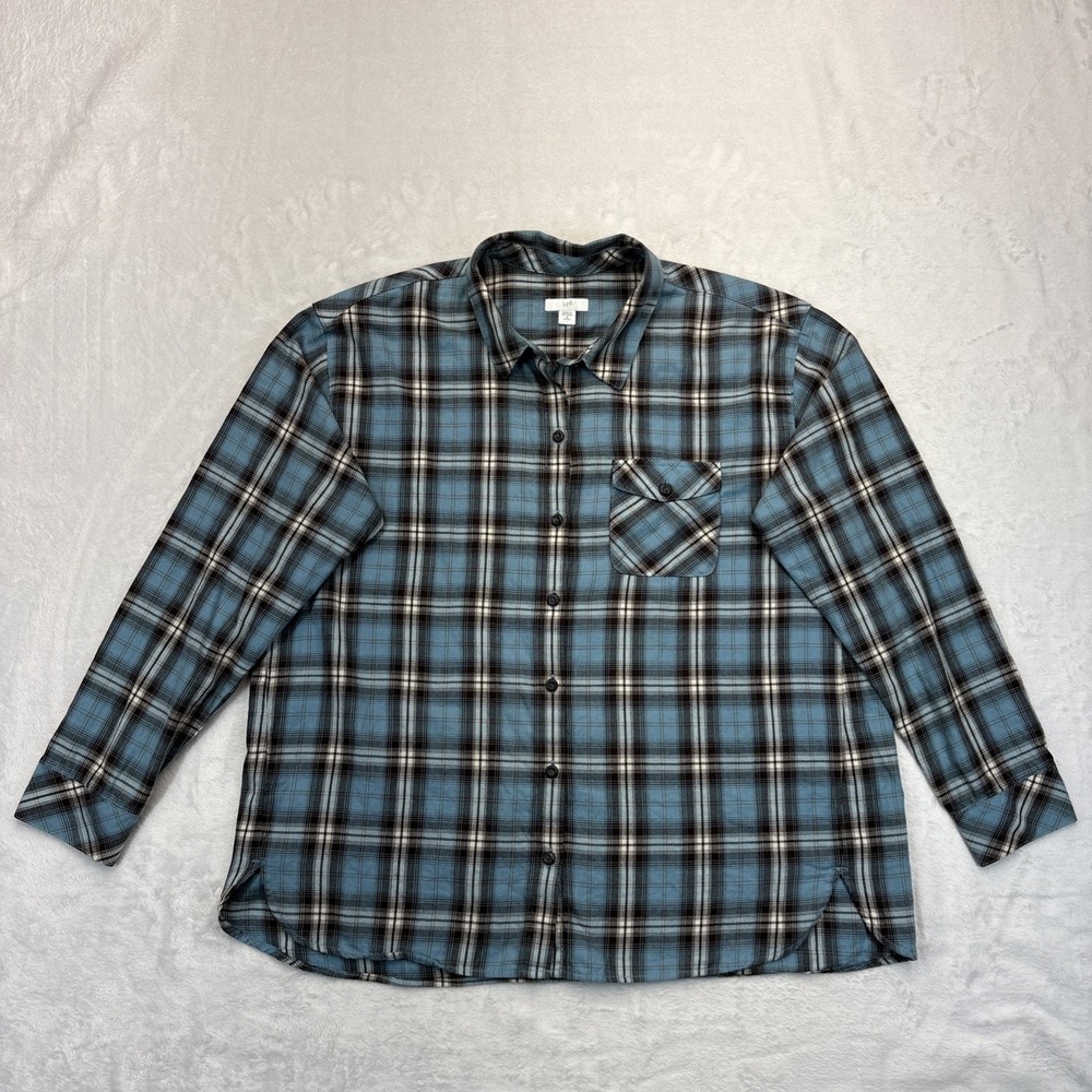 J. Jill Plaid Flannel Shirt M Petite Cozy Cottagecore Button Down Top